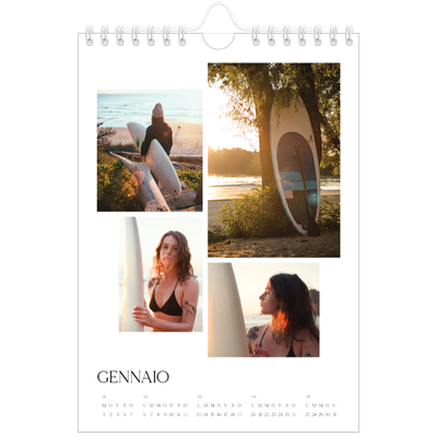 Calendario fotografico A5 — Tramonti e surf [Gennaio]