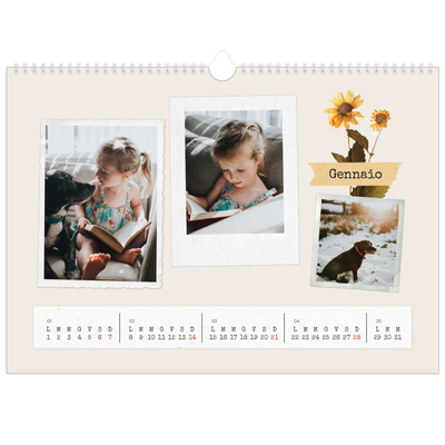 Calendario A3 orizzontale  — Scrapbooking vintage [Gennaio]