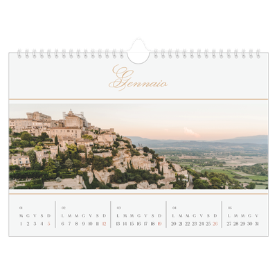 Calendario fotografico A4 — Banner di script d'oro [Gennaio]