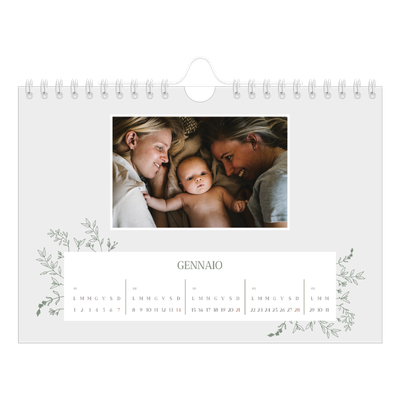 Calendario fotografico A5 — Fiori disegnati a mano [Gennaio]