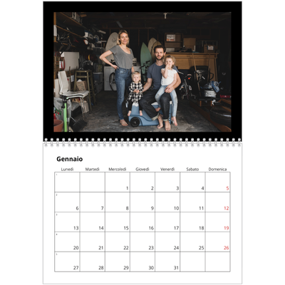 Calendario A4 Doppio — Margine nero [Gennaio]