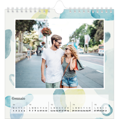 Calendari quadrati — Punti ad acquerello [Gennaio]