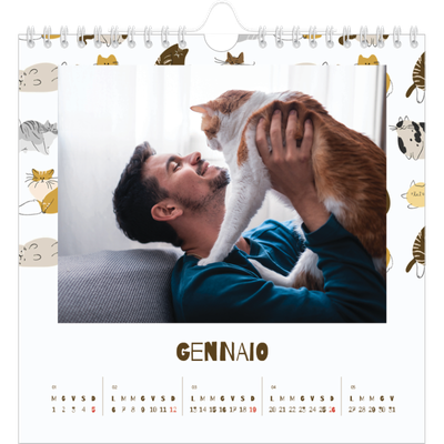 Calendari quadrati — Gattino giocherellone [Gennaio]