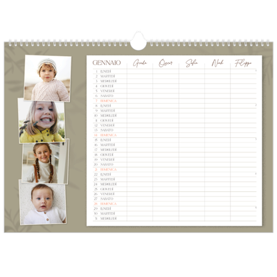 Calendario fotografico A3 — Calendario terra a terra - Famiglia di 5 [Gennaio]